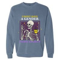 I DonT Have A Gender I Have Anxiety Nonbinary Enby Skeleton Garment-Dyed Sweatshirt