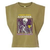 I DonT Have A Gender I Have Anxiety Nonbinary Enby Skeleton Garment-Dyed Women's Muscle Tee