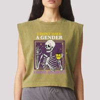 I DonT Have A Gender I Have Anxiety Nonbinary Enby Skeleton Garment-Dyed Women's Muscle Tee