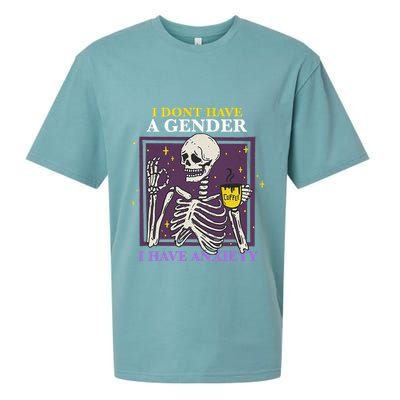 I DonT Have A Gender I Have Anxiety Nonbinary Enby Skeleton Sueded Cloud Jersey T-Shirt