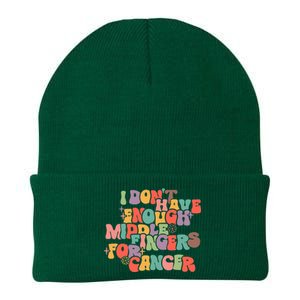 I Don't Have Enough Middle Fingers For Cancer Groovy Retro Knit Cap Winter Beanie