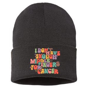 I Don't Have Enough Middle Fingers For Cancer Groovy Retro Sustainable Knit Beanie