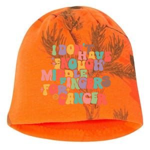 I Don't Have Enough Middle Fingers For Cancer Groovy Retro Kati - Camo Knit Beanie