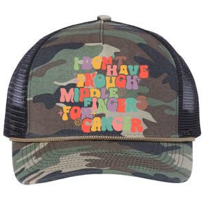 I Don't Have Enough Middle Fingers For Cancer Groovy Retro Retro Rope Trucker Hat Cap