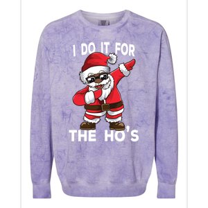 I Do It For The Hos African American Christmas Dabbing Santa Gift Colorblast Crewneck Sweatshirt