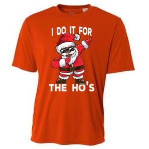 I Do It For The Hos African American Christmas Dabbing Santa Gift Cooling Performance Crew T-Shirt