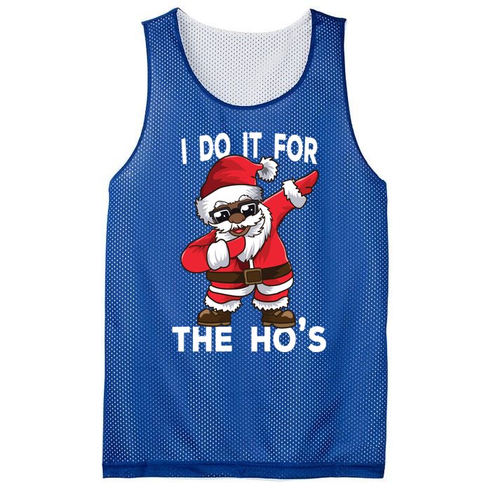 I Do It For The Hos African American Christmas Dabbing Santa Gift Mesh Reversible Basketball Jersey Tank