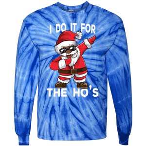 I Do It For The Hos African American Christmas Dabbing Santa Gift Tie-Dye Long Sleeve Shirt