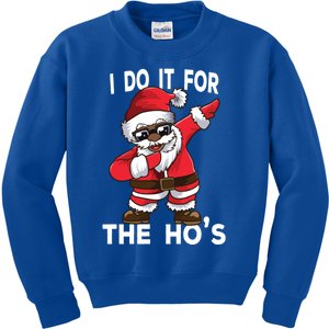 I Do It For The Hos African American Christmas Dabbing Santa Gift Kids Sweatshirt