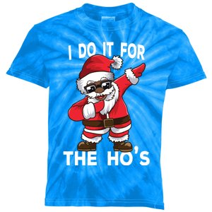 I Do It For The Hos African American Christmas Dabbing Santa Gift Kids Tie-Dye T-Shirt