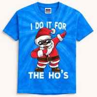 I Do It For The Hos African American Christmas Dabbing Santa Gift Kids Tie-Dye T-Shirt