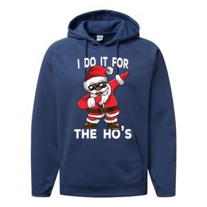 I Do It For The Hos African American Christmas Dabbing Santa Gift Performance Fleece Hoodie