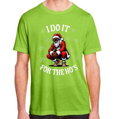 I Do It For The Hos African American Christmas Afro Santa Adult ChromaSoft Performance T-Shirt