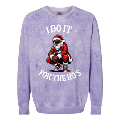 I Do It For The Hos African American Christmas Afro Santa Colorblast Crewneck Sweatshirt