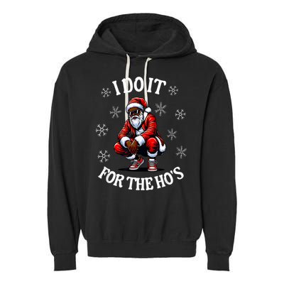 I Do It For The Hos African American Christmas Afro Santa Garment-Dyed Fleece Hoodie