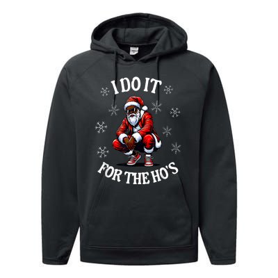 I Do It For The Hos African American Christmas Afro Santa Performance Fleece Hoodie