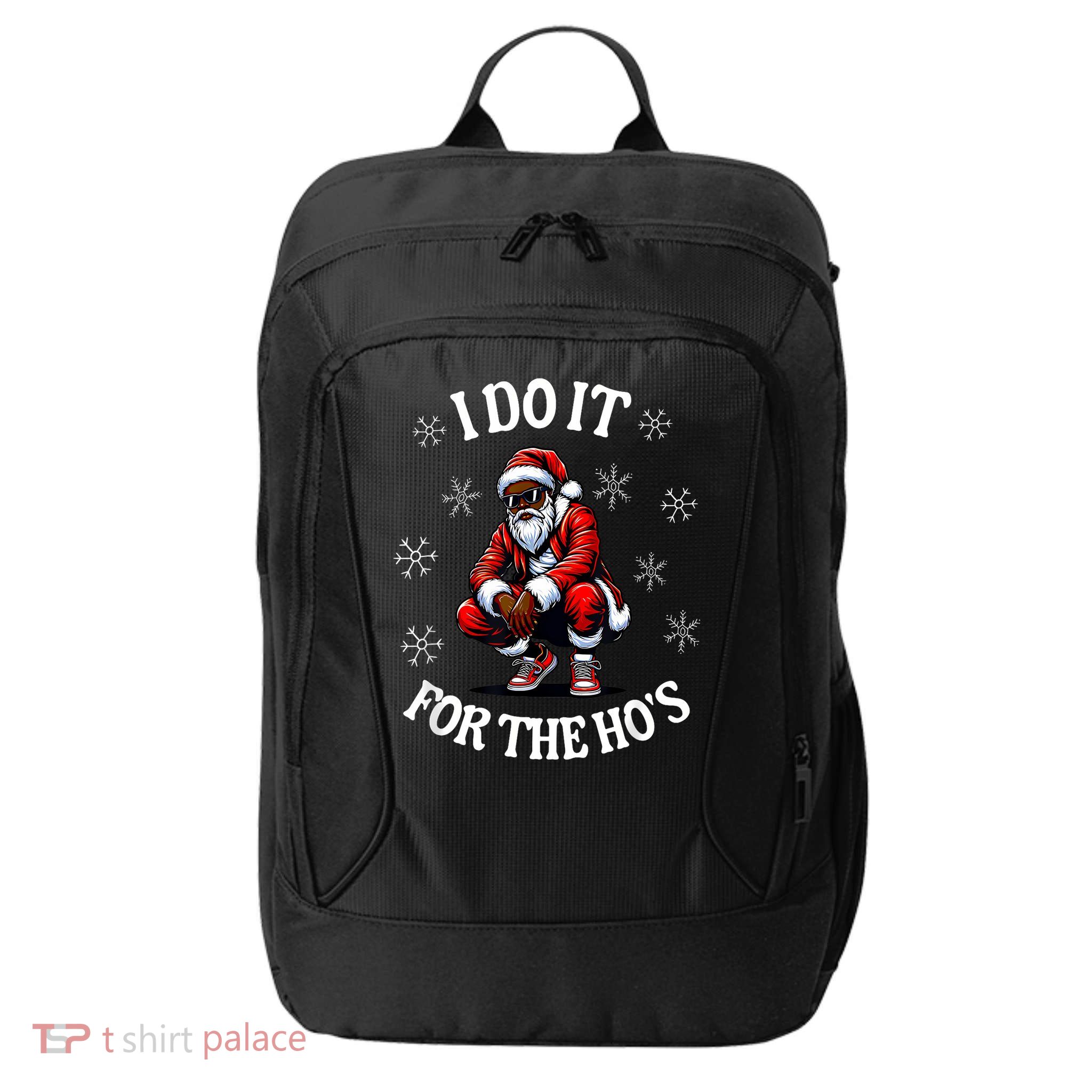 I Do It For The Hos African American Christmas Afro Santa City Backpack