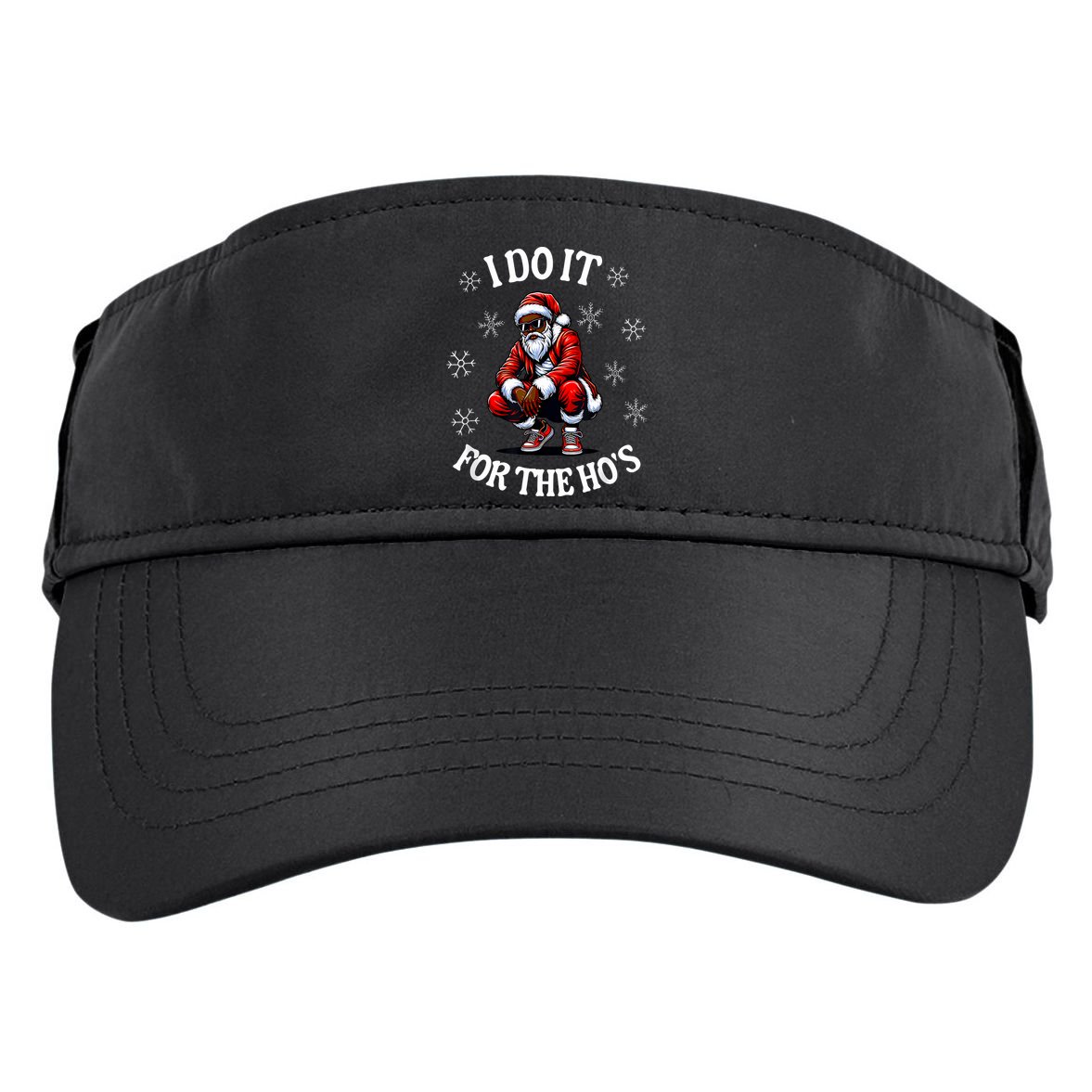 I Do It For The Hos African American Christmas Afro Santa Adult Drive Performance Visor