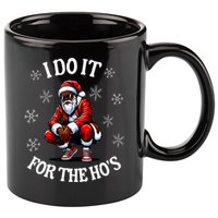 I Do It For The Hos African American Christmas Afro Santa 11oz C Handle Ceramic Mug
