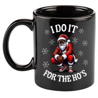 I Do It For The Hos African American Christmas Afro Santa 11oz C Handle Ceramic Mug