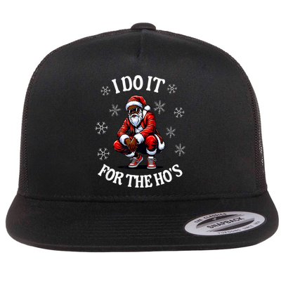 I Do It For The Hos African American Christmas Afro Santa Flatbill Hat