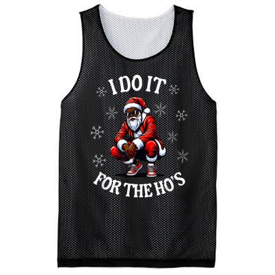 I Do It For The Hos African American Christmas Afro Santa Mesh Reversible Basketball Jersey Tank