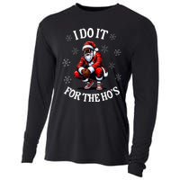 I Do It For The Hos African American Christmas Afro Santa Cooling Performance Long Sleeve Crew