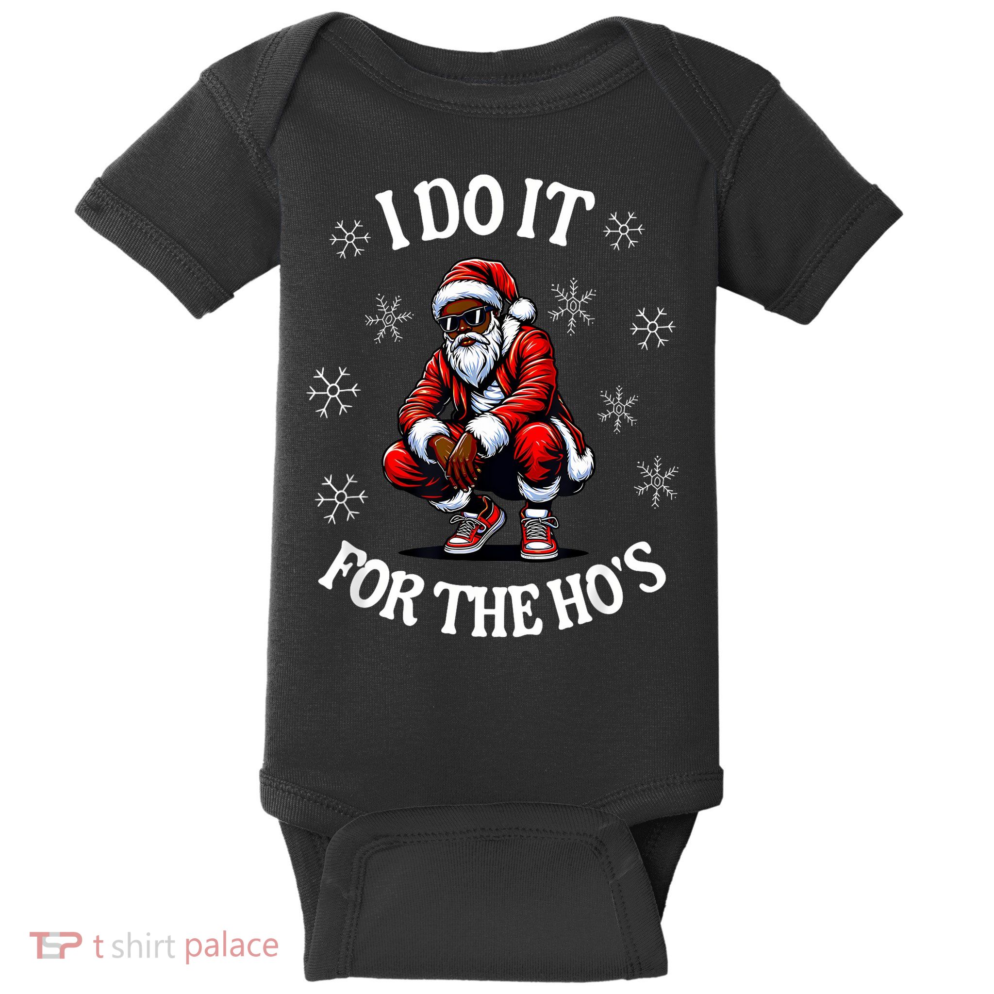 I Do It For The Hos African American Christmas Afro Santa Baby Bodysuit