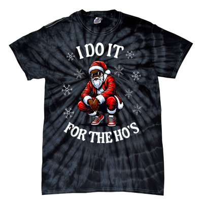 I Do It For The Hos African American Christmas Afro Santa Tie-Dye T-Shirt