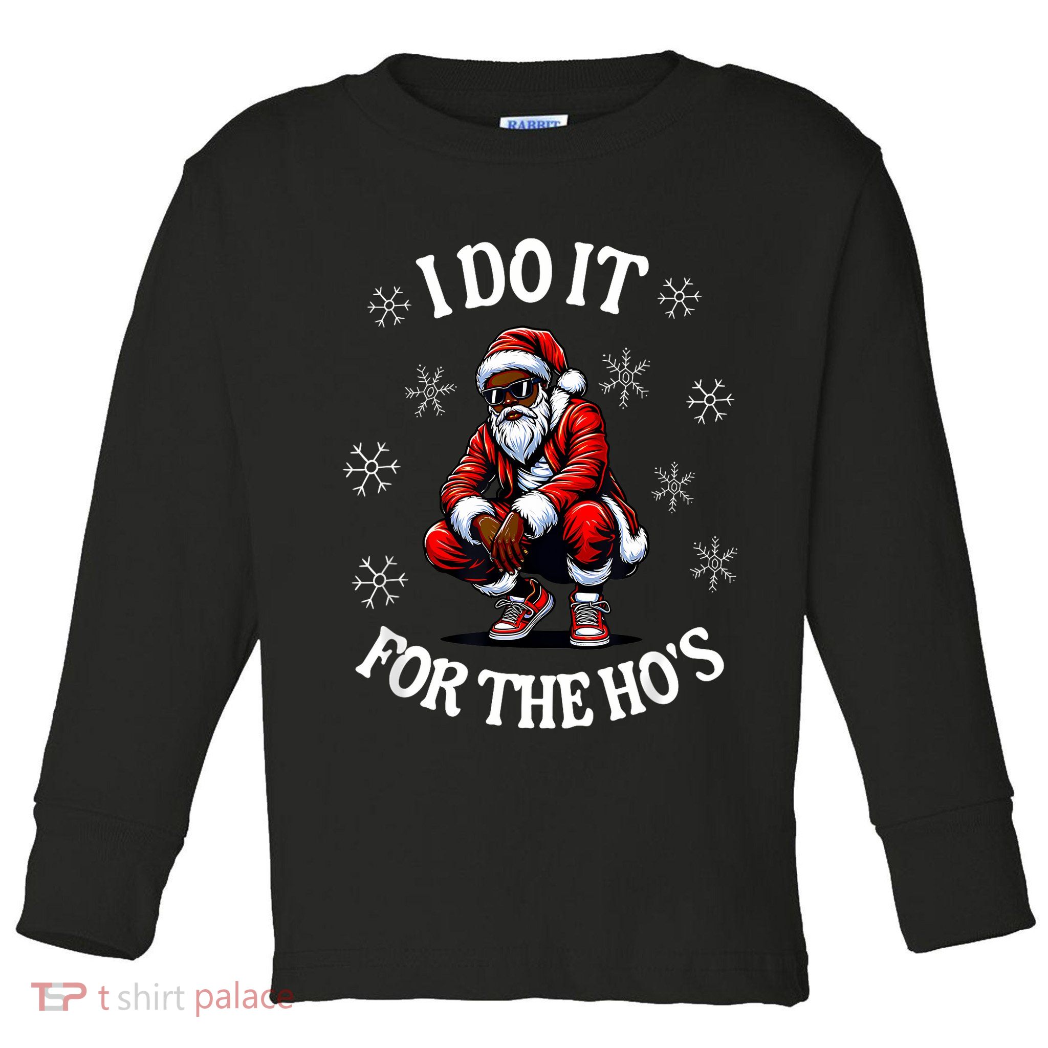 I Do It For The Hos African American Christmas Afro Santa Toddler Long Sleeve Shirt
