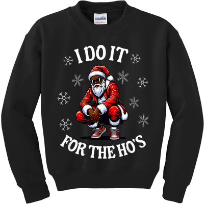 I Do It For The Hos African American Christmas Afro Santa Kids Sweatshirt