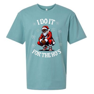 I Do It For The Hos African American Christmas Afro Santa Sueded Cloud Jersey T-Shirt