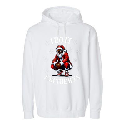 I Do It For The Hos African American Christmas Afro Santa Garment-Dyed Fleece Hoodie