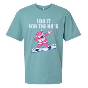 I Do It For The Hos Christmas Dabbing Santa Xmas Gift Sueded Cloud Jersey T-Shirt