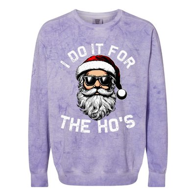 I Do It For The Hos Funny Inappropriate Christmas Santa Face Colorblast Crewneck Sweatshirt