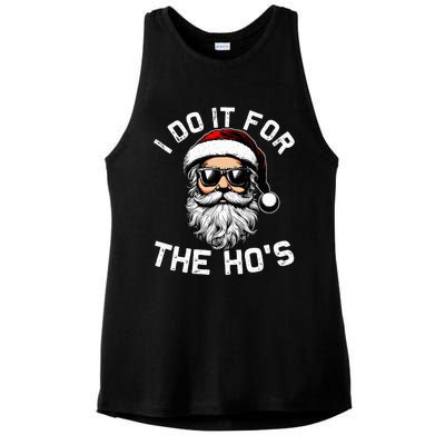 I Do It For The Hos Funny Inappropriate Christmas Santa Face Ladies PosiCharge Tri-Blend Wicking Tank