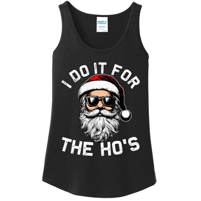 I Do It For The Hos Funny Inappropriate Christmas Santa Face Ladies Essential Tank