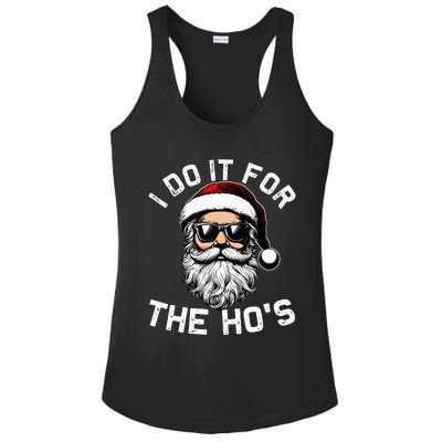 I Do It For The Hos Funny Inappropriate Christmas Santa Face Ladies PosiCharge Competitor Racerback Tank