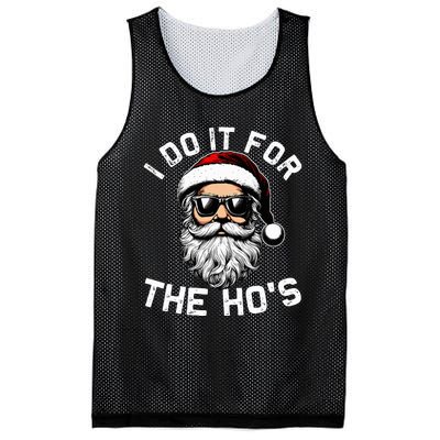 I Do It For The Hos Funny Inappropriate Christmas Santa Face Mesh Reversible Basketball Jersey Tank