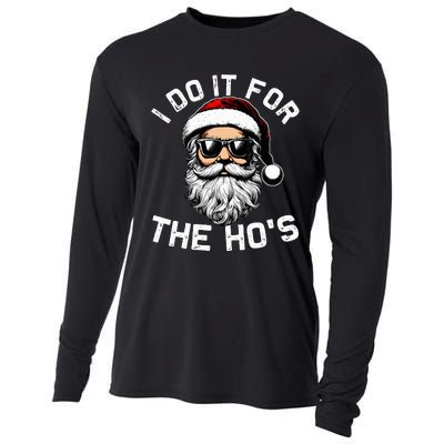 I Do It For The Hos Funny Inappropriate Christmas Santa Face Cooling Performance Long Sleeve Crew