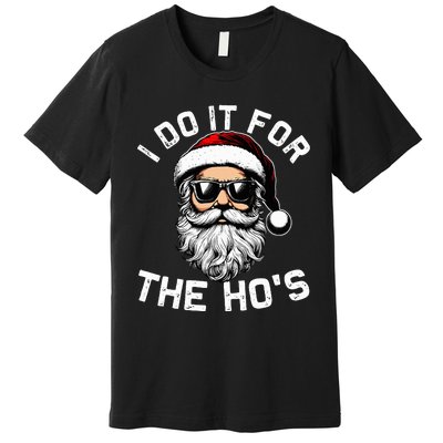 I Do It For The Hos Funny Inappropriate Christmas Santa Face Premium T-Shirt