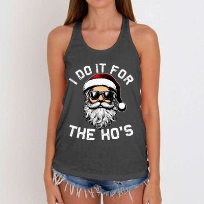 I Do It For The Hos Funny Inappropriate Christmas Santa Face Women's Knotted Racerback Tank