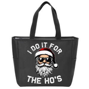 I Do It For The Hos Funny Inappropriate Christmas Santa Face Zip Tote Bag