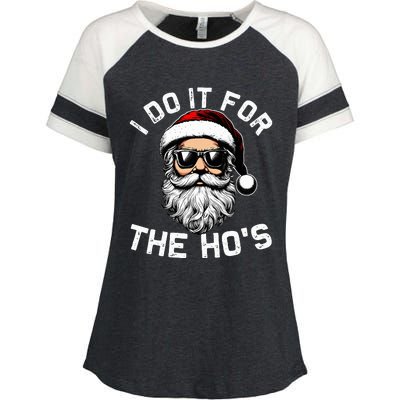 I Do It For The Hos Funny Inappropriate Christmas Santa Face Enza Ladies Jersey Colorblock Tee