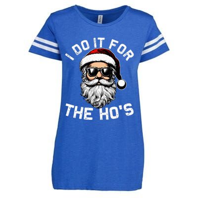 I Do It For The Hos Funny Inappropriate Christmas Santa Face Enza Ladies Jersey Football T-Shirt