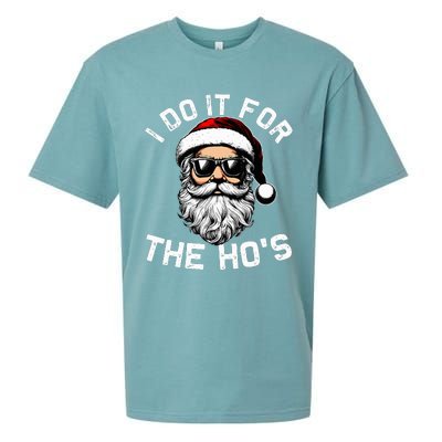 I Do It For The Hos Funny Inappropriate Christmas Santa Face Sueded Cloud Jersey T-Shirt