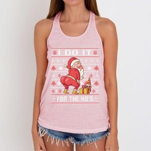 I Do It For The HoS Twerking Santa Rude Christmas Meaningful Gift Women's Knotted Racerback Tank