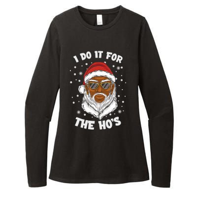 I Do It For The Hos Christmas African American Santa Black Gift Womens CVC Long Sleeve Shirt