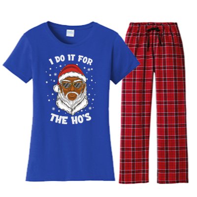 I Do It For The Hos Christmas African American Santa Black Gift Women's Flannel Pajama Set