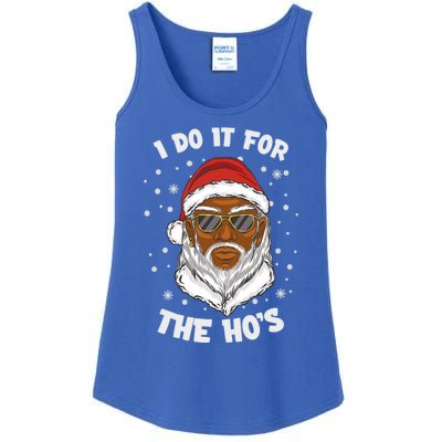 I Do It For The Hos Christmas African American Santa Black Gift Ladies Essential Tank